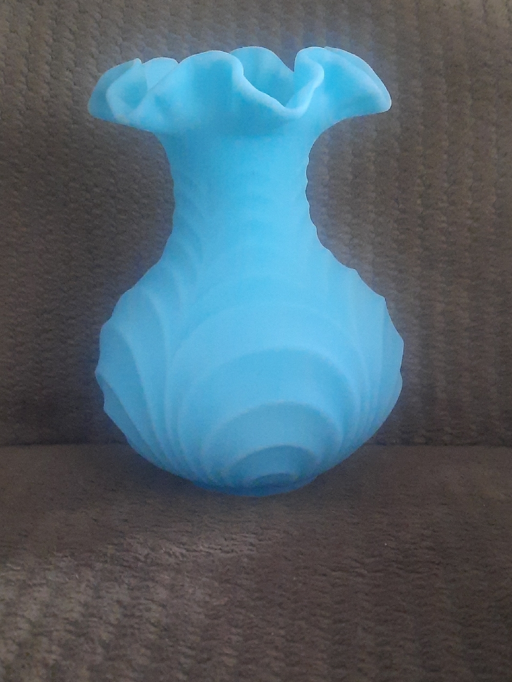 Fenton Blue Ruffled Art Glass Vase